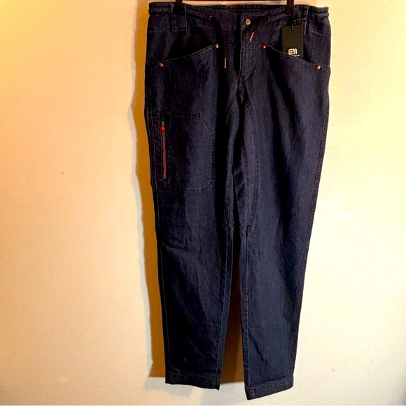 EN STATE OF ELEVENATE Sz M Cabin Pants Denim Sweden Pockets Comfort Pants NEW - Picture 1 of 13